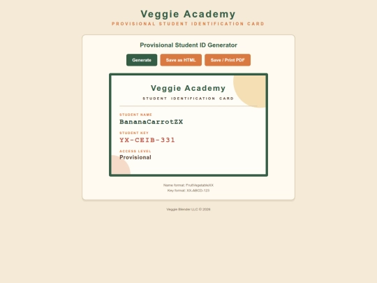 SITE/Student ID Generator screenshot