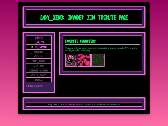shrines/invader_zim/fav_characters screenshot