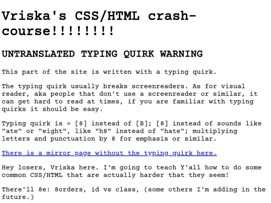 blurbs/vriskas-css-html-crashcourse screenshot