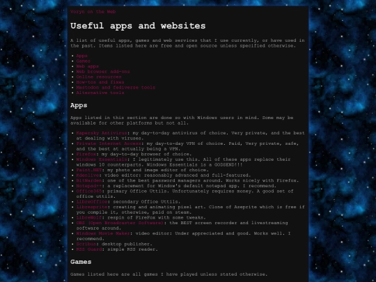 links screenshot