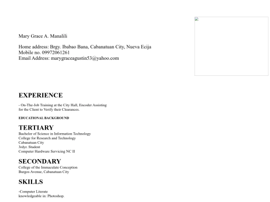 resume screenshot