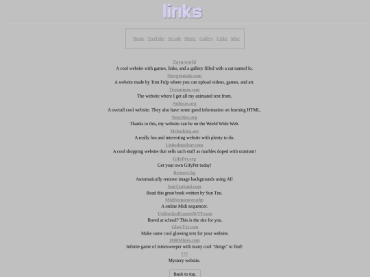 links screenshot