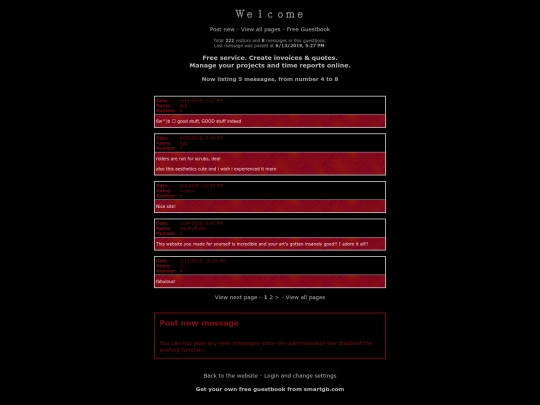 blog/guestbook screenshot