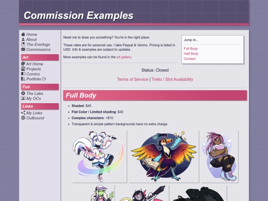 commissions/examples screenshot
