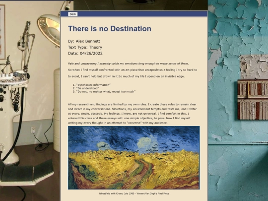 Essays/destination screenshot