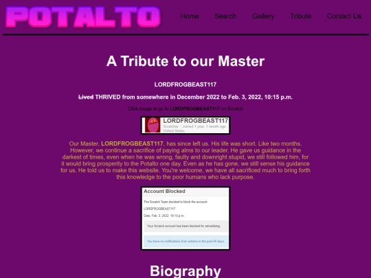 tribute screenshot