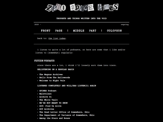 lists/podcasts screenshot