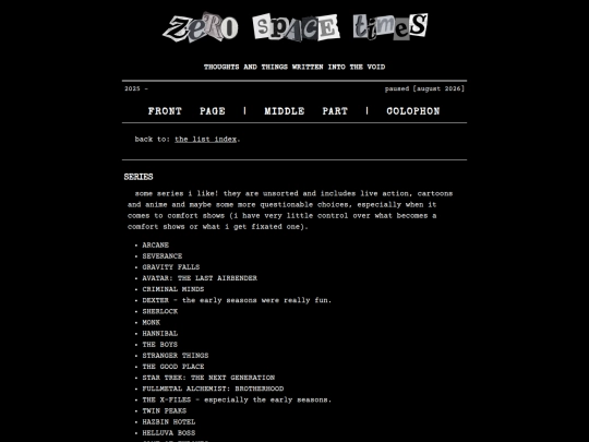 lists/series screenshot