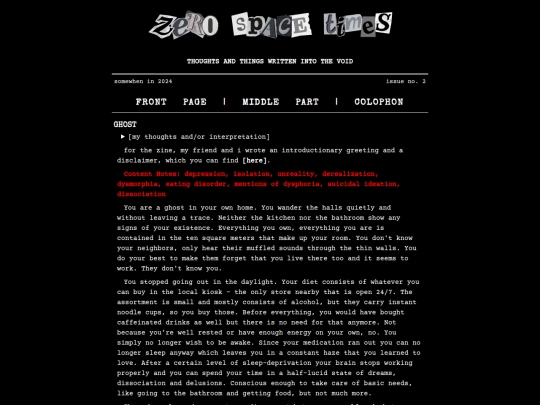 writings/ghost screenshot