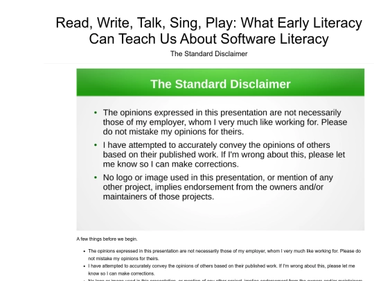 presentations/OSB2017/Read Write Talk Sing Play/RWTSP - 02 - The Standard Disclaimer screenshot