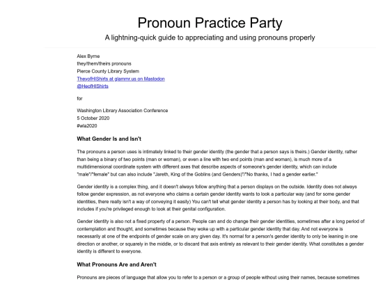 presentations/WLA2020/Pronoun Practice Party/Pronoun Practice Party - No Images screenshot