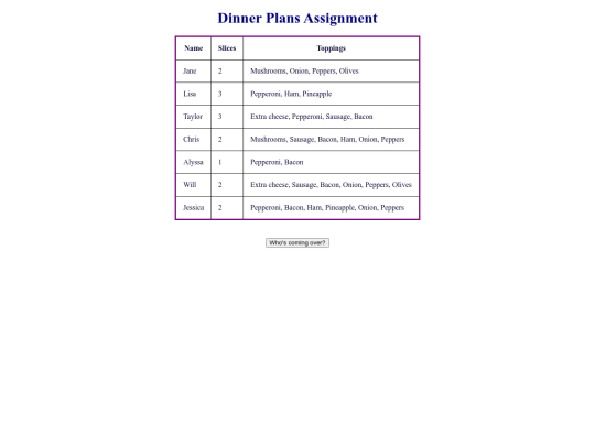 dinner-plans screenshot