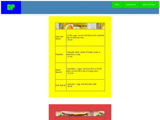 menu screenshot