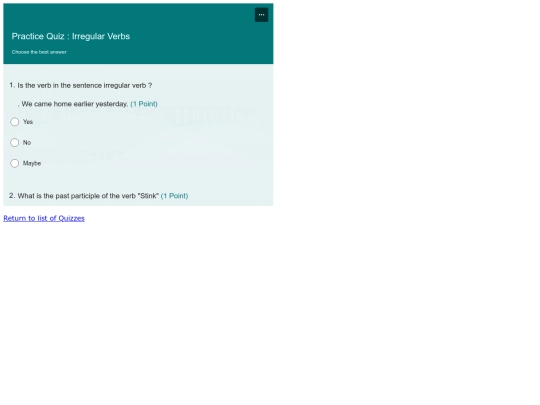 PracticeQuizIrregularVerbs screenshot