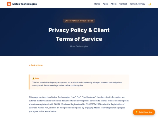 terms screenshot