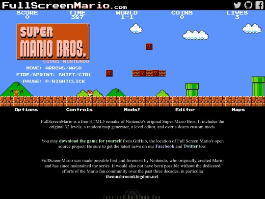 games/FullScreenMario-master screenshot
