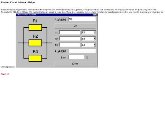 win/resistorselector screenshot