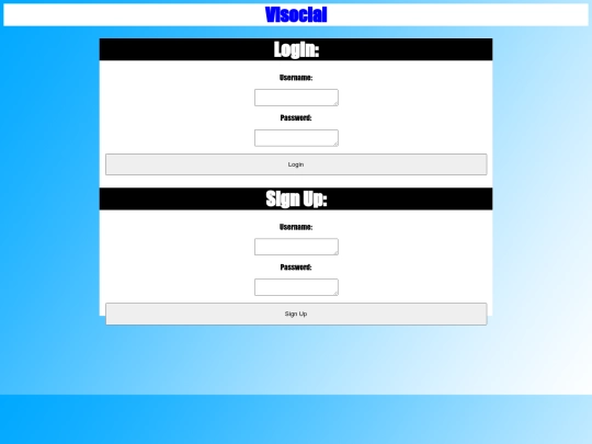 Visocial/login screenshot