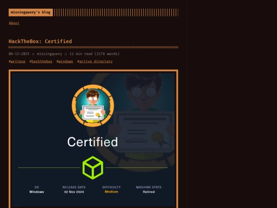 posts/certified-htb screenshot