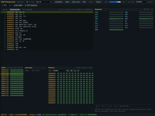 tools/asmplayground screenshot