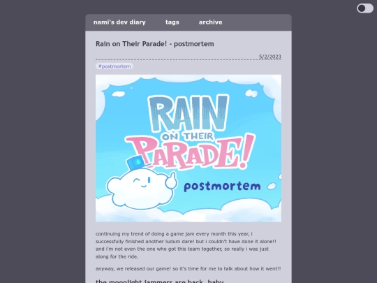 blog/posts/2023-05-02-Rain-on-Their-Parade-postmortem screenshot