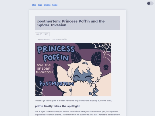 blog/posts/2023/06-05-Princess-Poffin-and-the-Spider-Invasion-postmortem screenshot