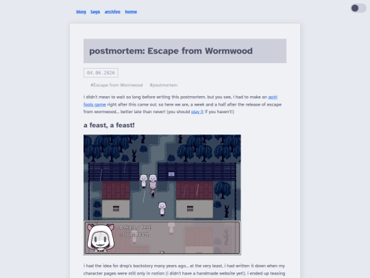 blog/posts/2026/04-06-escape-from-wormwood-postmortem screenshot
