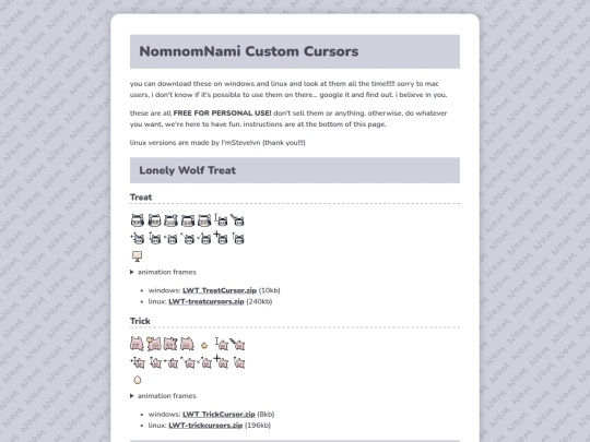 downloads/cursors screenshot