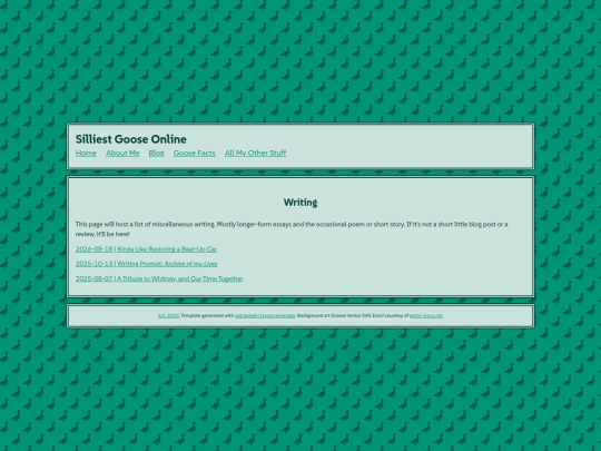 pages/writinglist screenshot