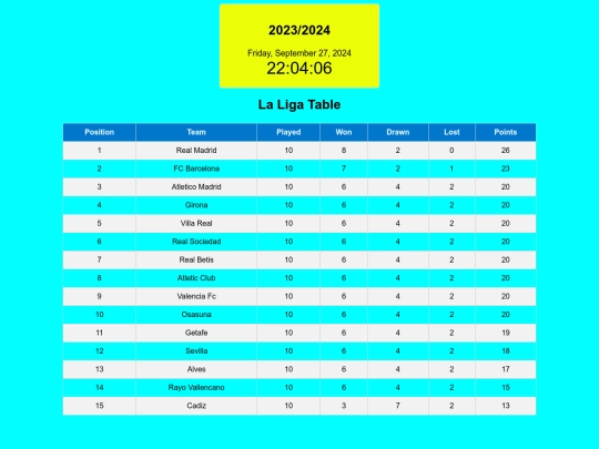 LALIGA AND TIME IN screenshot