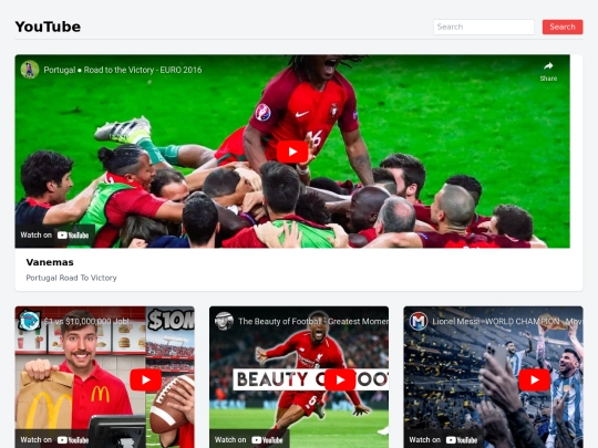 Youtube Clone using Html screenshot