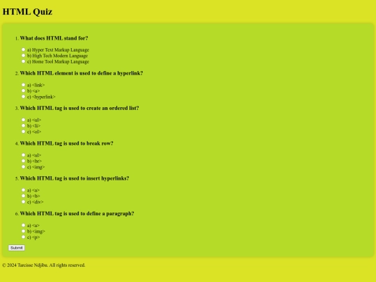 another Quiz in Html screenshot