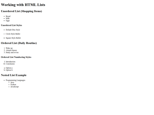 list screenshot