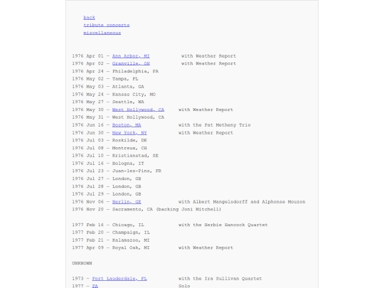 dates screenshot