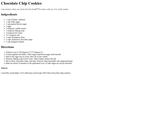 Recipe screenshot