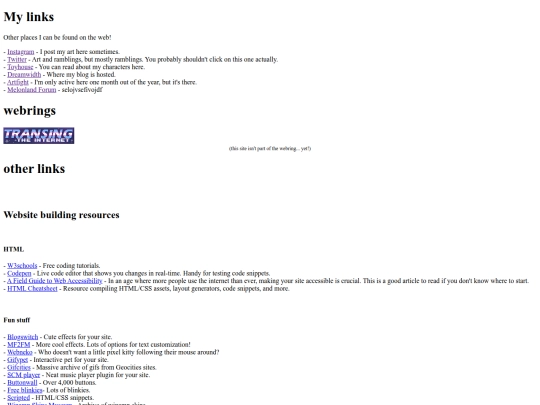 links screenshot