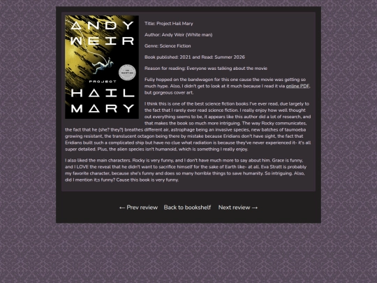Bookpages/HailMary screenshot