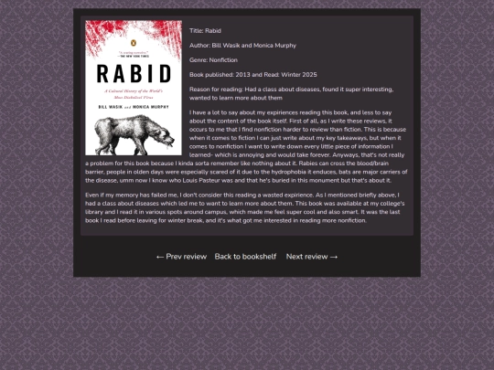 Bookpages/Rabid screenshot