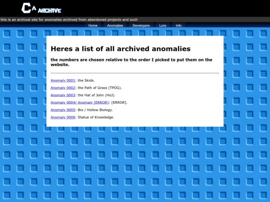anomalies screenshot