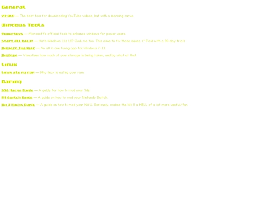 links/pages/utilities screenshot