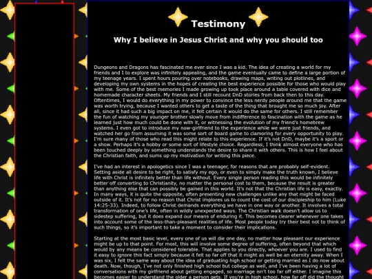 Testimony screenshot