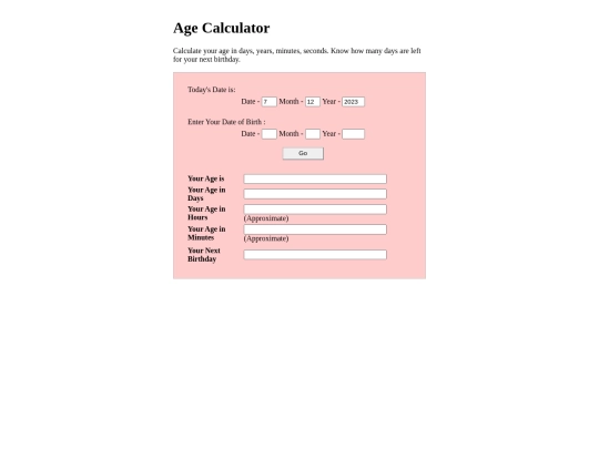 Age Calculator/AgeCalculator screenshot