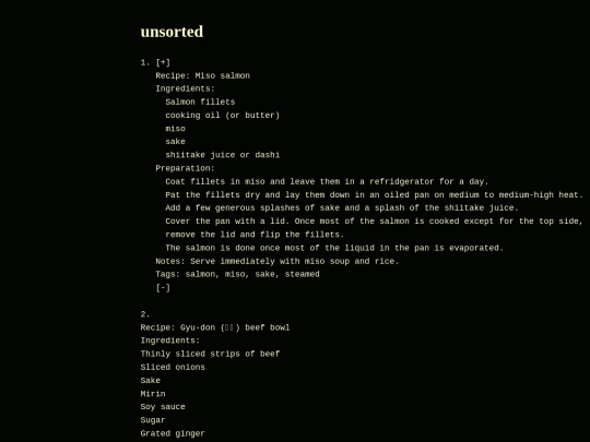 projects/recipes/unsorted screenshot
