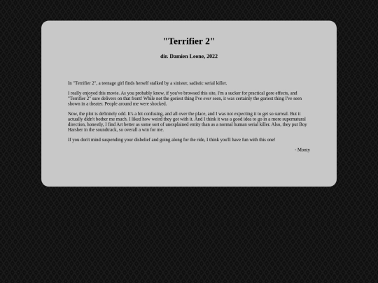terrifier2review screenshot