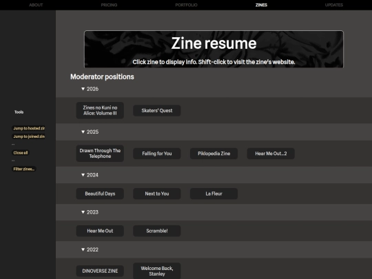 zines screenshot