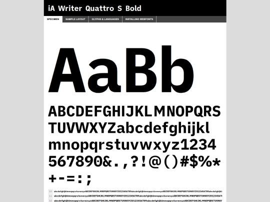 fonts/iawriterquattros/iawriterquattrosbold-demo screenshot