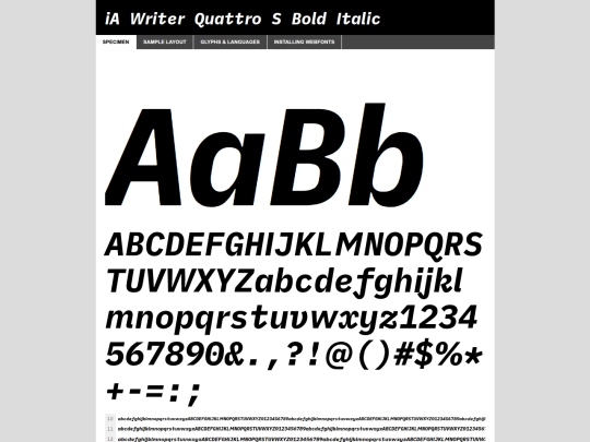 fonts/iawriterquattros/iawriterquattrosbolditalic-demo screenshot