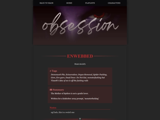 obsession/enwebbed screenshot