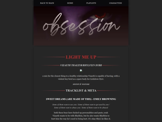 obsession/light-me-up-playlist screenshot
