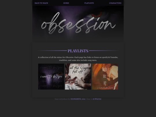 obsession/playlist screenshot